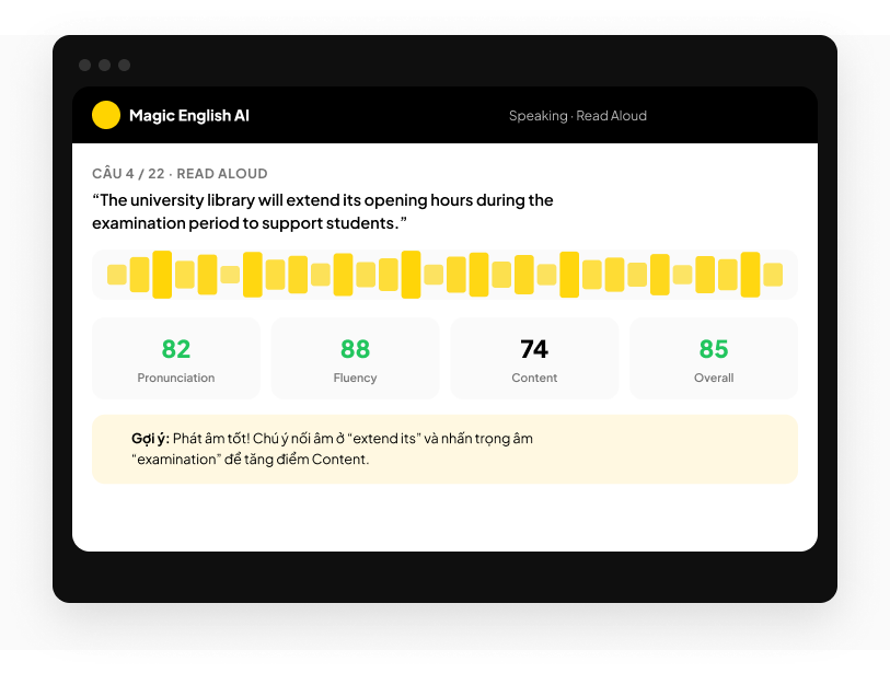 Magic English AI — Speaking Read Aloud scoring mock